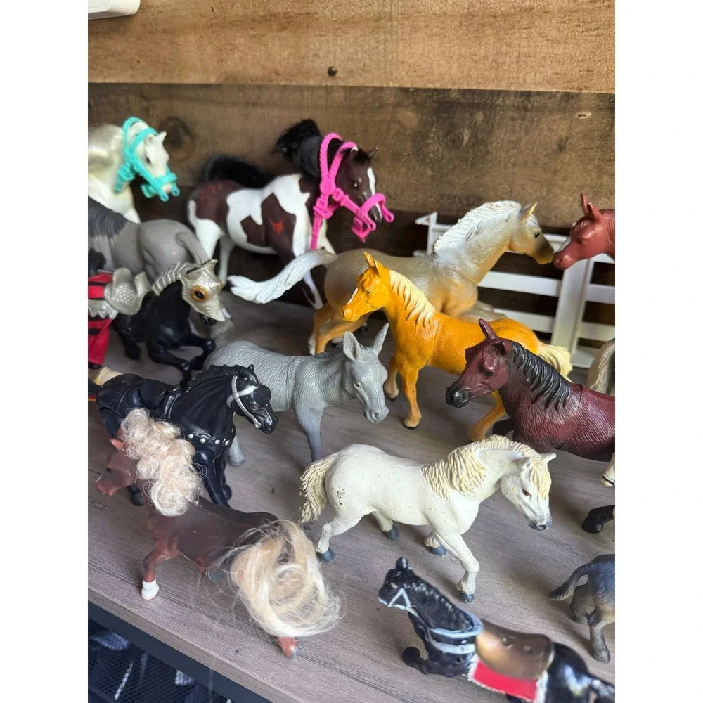 Lot of 23 Toy Horses & Donkey Mixed Brands  Horse Figures Farm Ranch Play